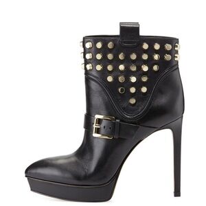 Michael Kors Bryn Studded Black Leather Ankle Boots stilettos high heels US 8